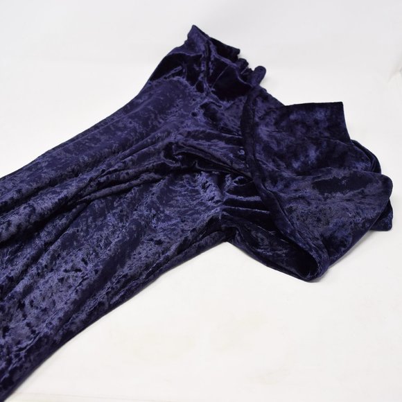 Vintage Connected Apparel Crushed Velour Dress Women 16 Purple Modest Keyhole - Picture 8 of 10